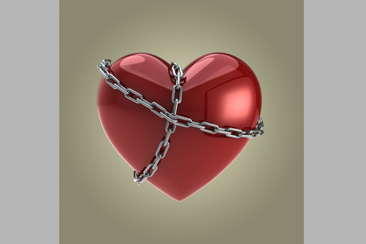 Red Heart Shape in Chains, an Object Graphic by Industrial Artworks (Photo 1 of 2)