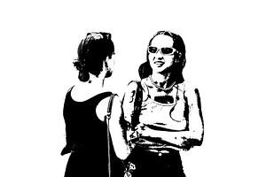 Two young women talking isolated graphic, a Person Illustration by DanFLCreativo