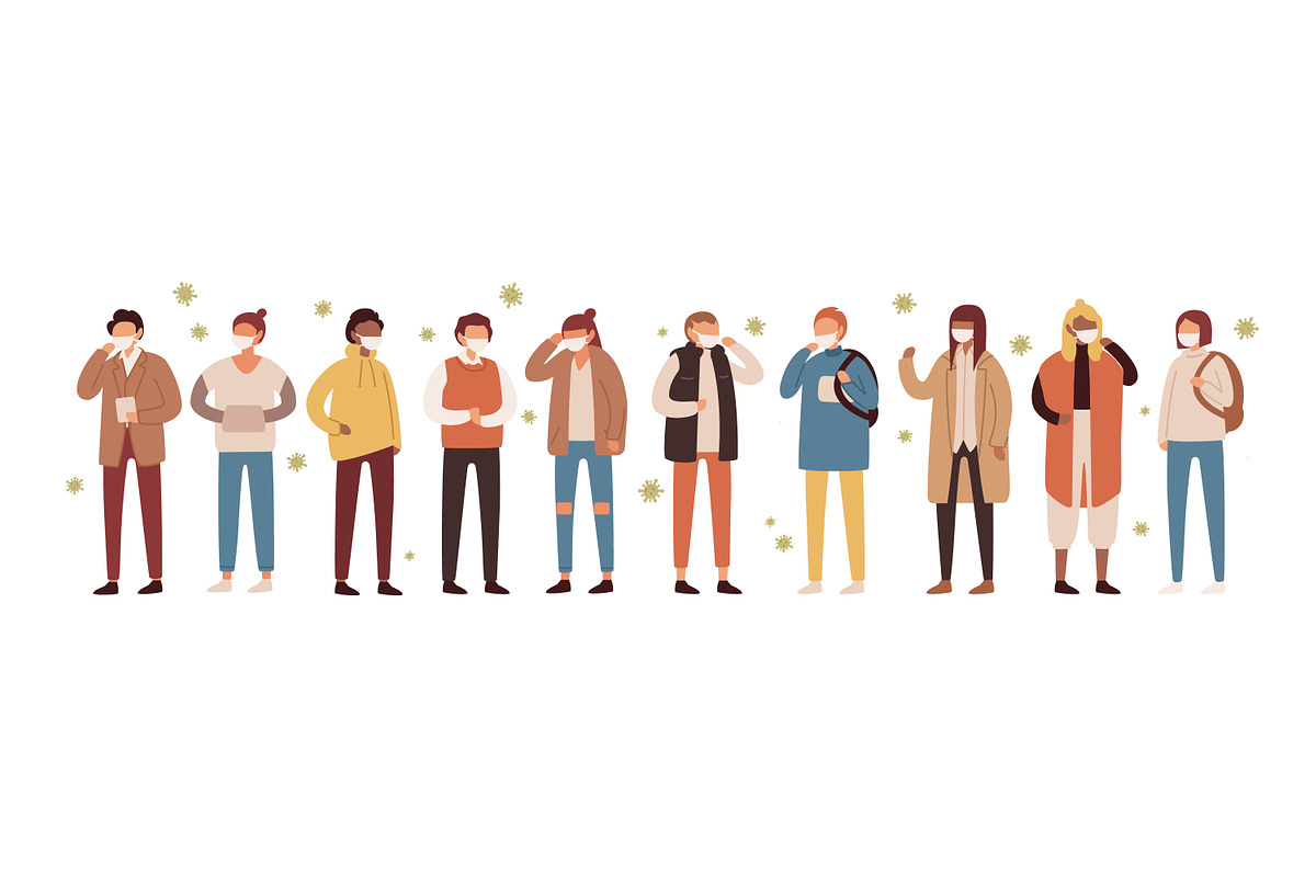People wearing face masks, a Healthcare Illustration by Good Studio (Photo 1 of 3)