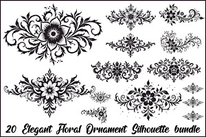 Elegant Floral Ornament Bundle, an Illustration by jahid234
