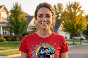 Rainbow T-Rex Dinosaur Splash