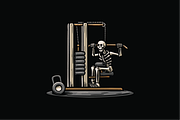 Skeleton Using Gym Equipment, an Object Illustration by nomlimo.com (Thumbnail 1 of 3)