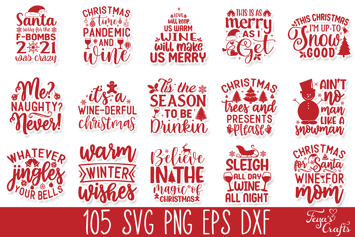 Huge Christmas Quotes Bundle, an Illustration by Anastasia Feya (Photo 6 of 10)