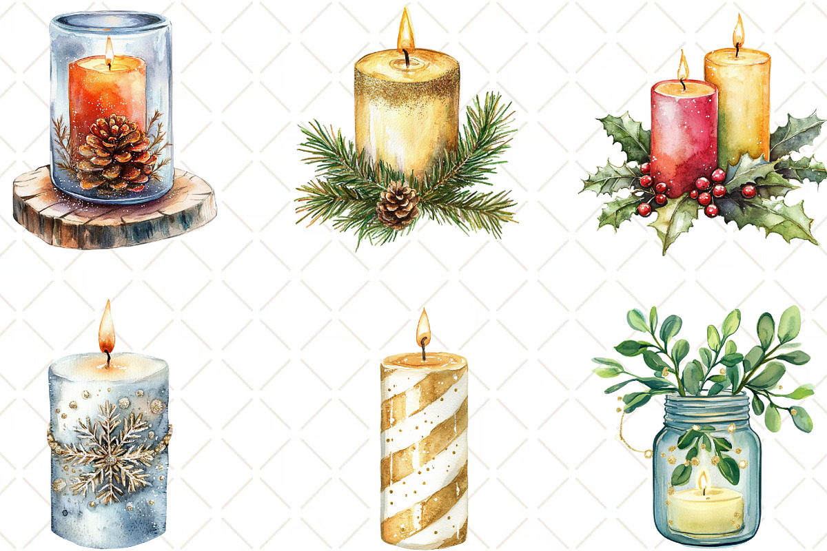 Christmas Glitter Candle Clipart, an Illustration by Black Bird Studio (Photo 5 of 6)