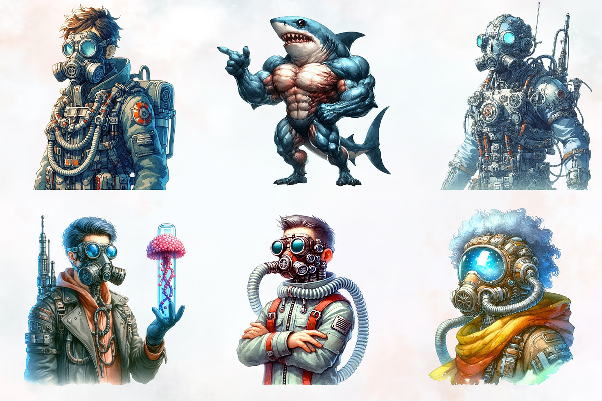 Biopunk character clipart, a Person Illustration by RobertsArt (Photo 2 of 4)