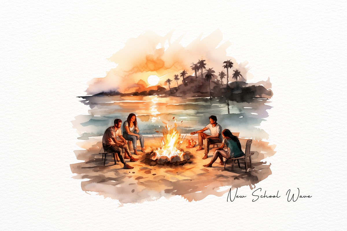Watercolor Beach Bonfire Clipart, a Person Illustration by New-School-Wave (Photo 2 of 5)