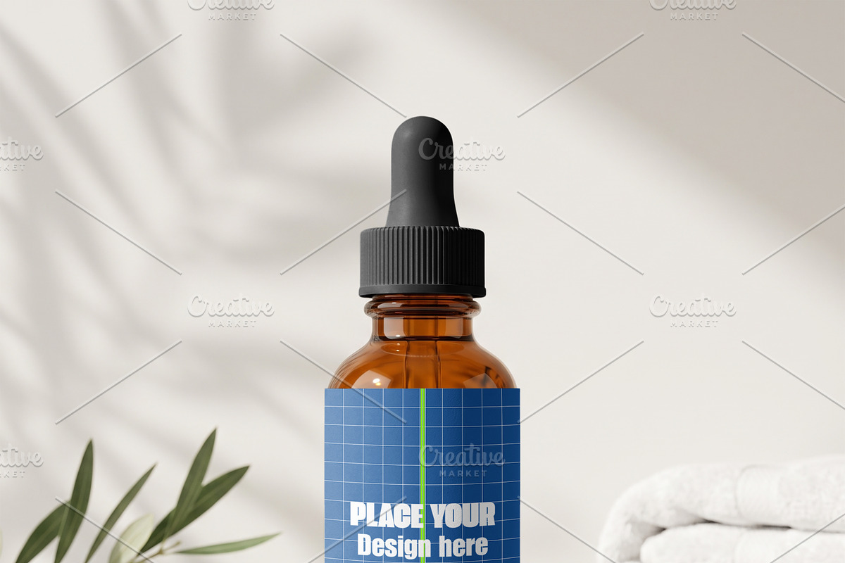 Amber Glass Dropper Bottle Mockup, a Packaging Mockup by Pixel Foundry (Photo 4 of 6)