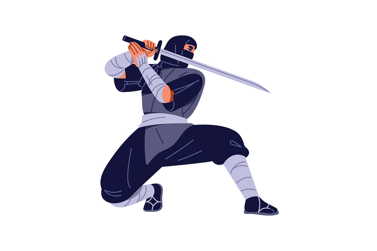 Ninja, shinobi, Asian warriors set, a Person Illustration by PaperTrident (Photo 10 of 16)