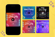 Neon Dance Party Instagram Posts, a Templates & Theme by TemplateCastleStore (Thumbnail 3 of 9)
