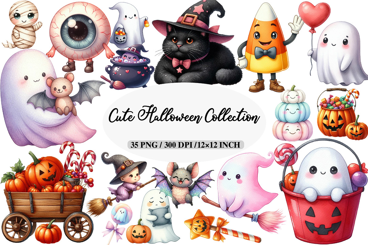 Cute Halloween Collection Clipart, an Illustration by Daily.Designs (Photo 1 of 5)