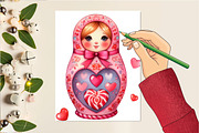 Valentine's Matryoshka Doll Clipart, an Illustration by DreamCafeArt (Thumbnail 4 of 6)