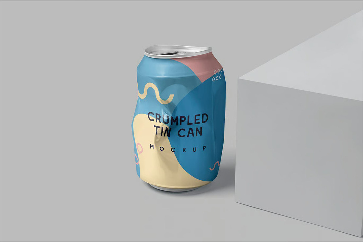 Crumpled Can Mockups, a Cups & Container Mockup by megostudi0 (Photo 3 of 6)