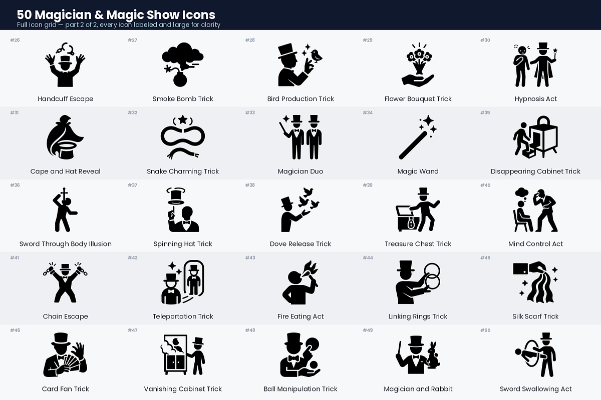 50 Magician & Magic Show Icons, a Duotone Icon by Symbolic Language (Photo 3 of 4)