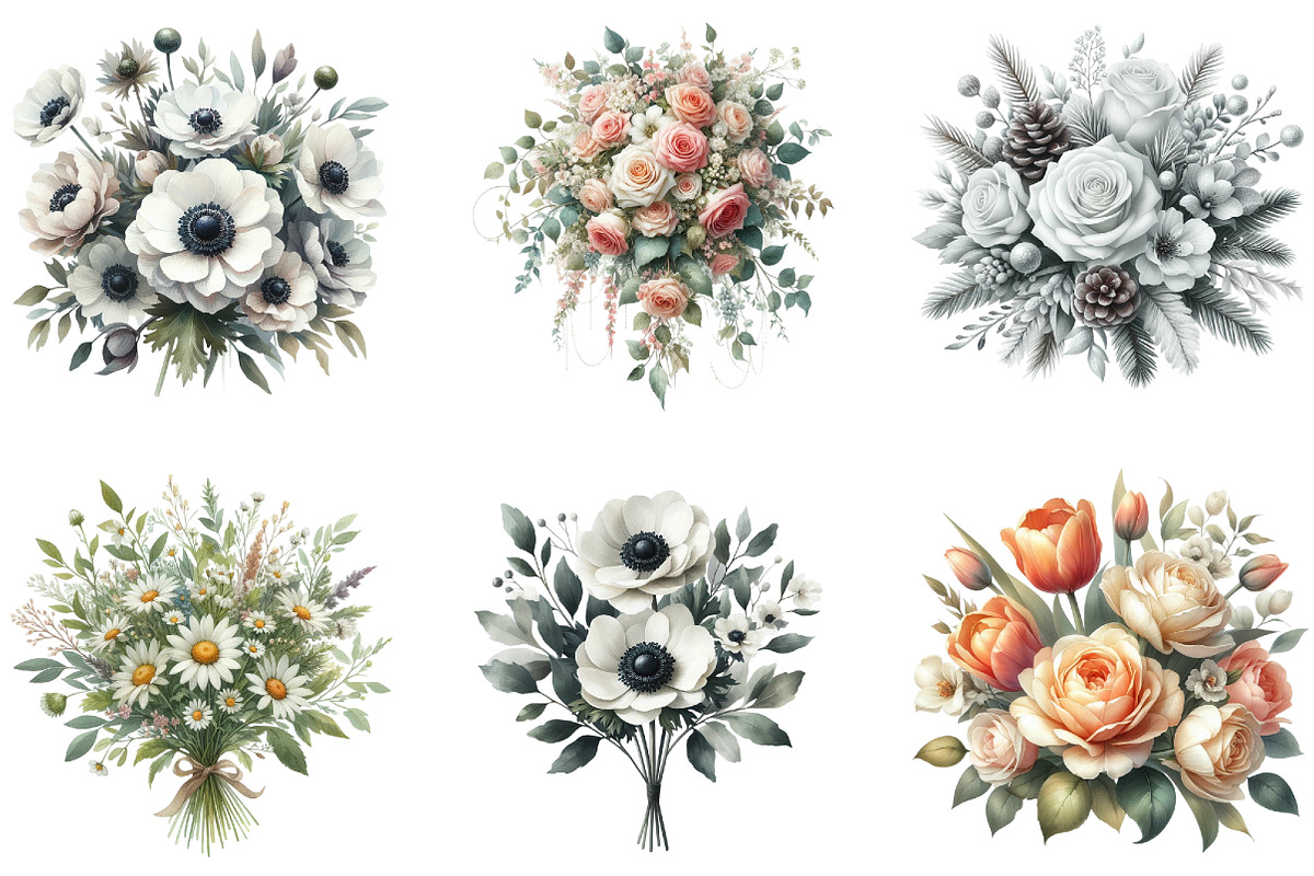 Wedding Flower Bouquet Clipart, an Illustration by DreamArtGraphic (Photo 2 of 4)