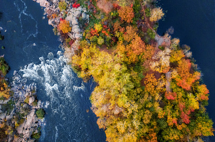 Aerial bird'seye view of colorful stock photo containing colorful and drone