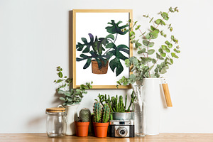 Watercolor Houseplant Set