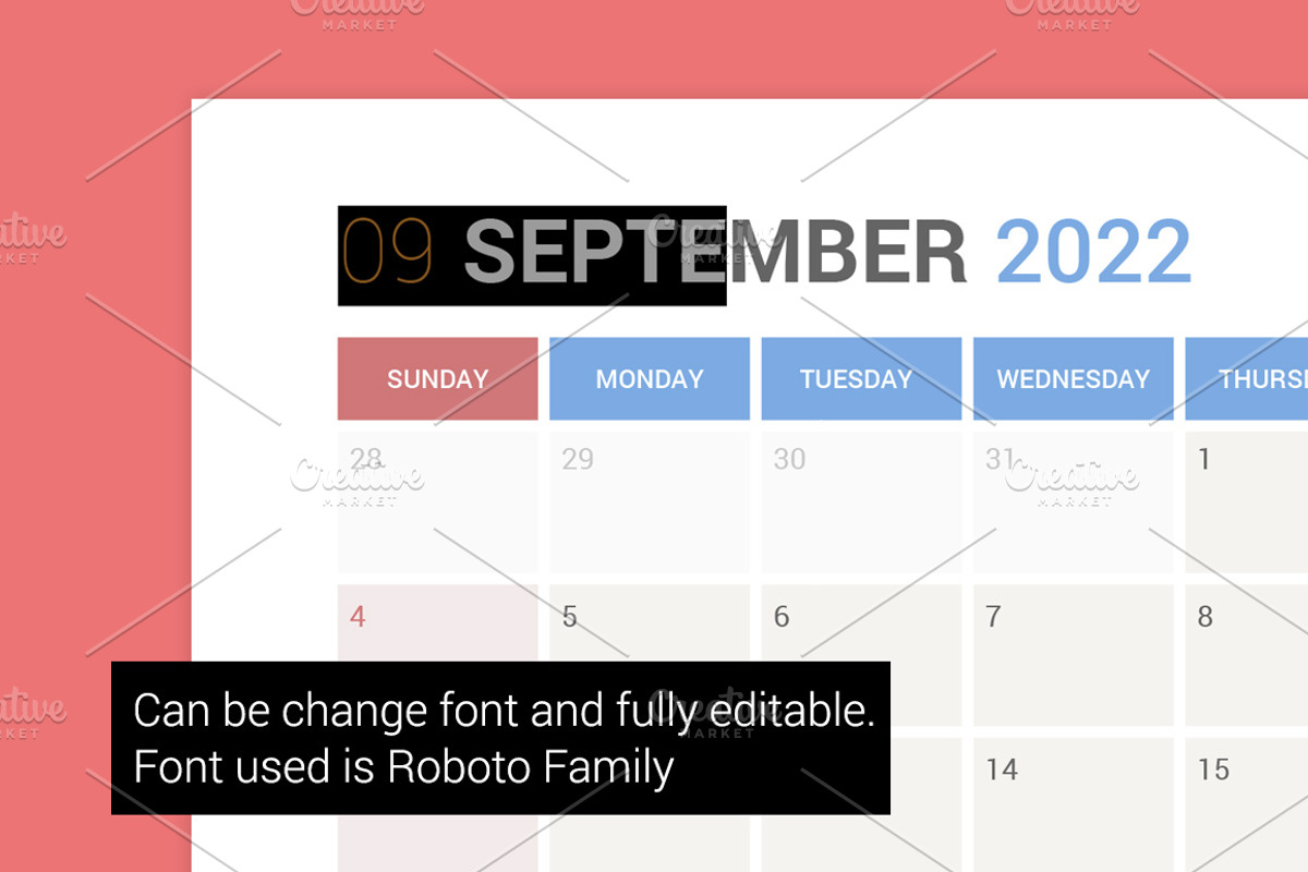 Calendar 2022 Planner Design[Sunday], a Stationery Template by WORAKAMON Design Studio (Photo 5 of 5)