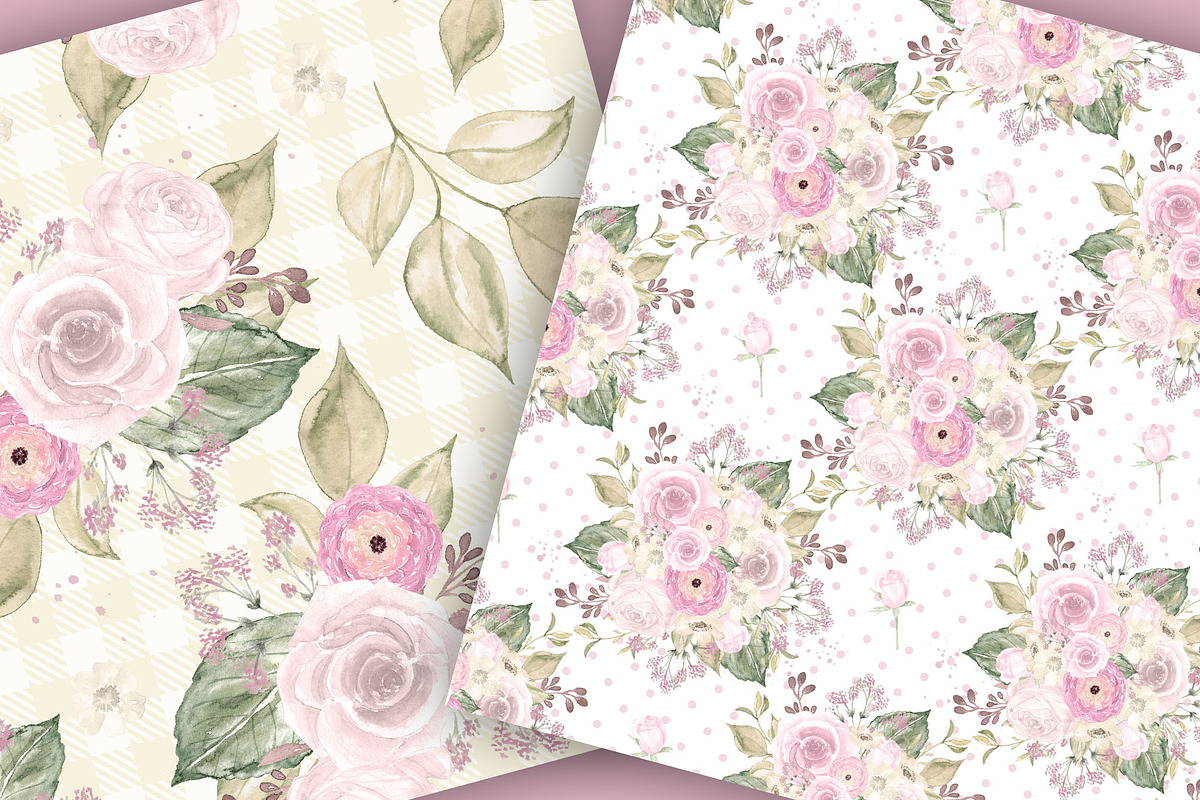 Rose Ivory Romance digital papers, a Pattern Graphic by designloverstudio
