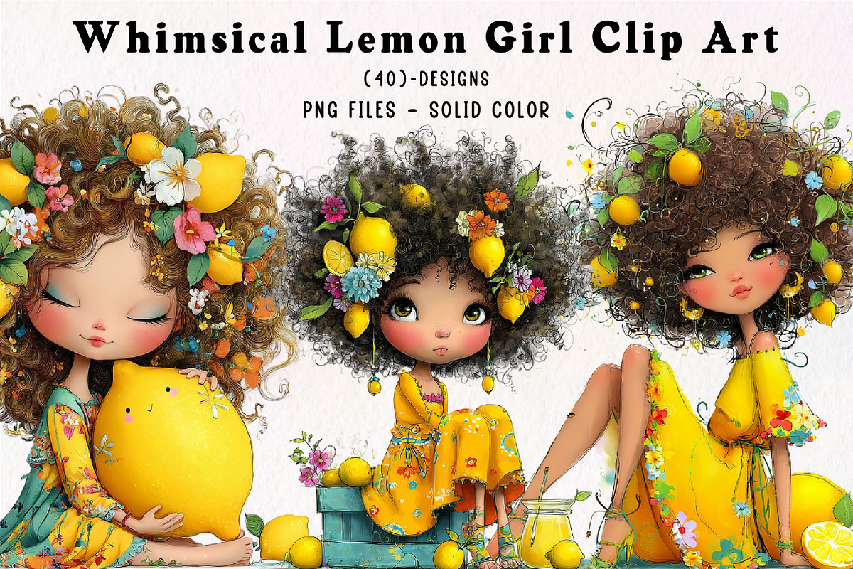 Whimsical lemon Girl Clip Art, an Illustration by CreationArt (Photo 1 of 7)