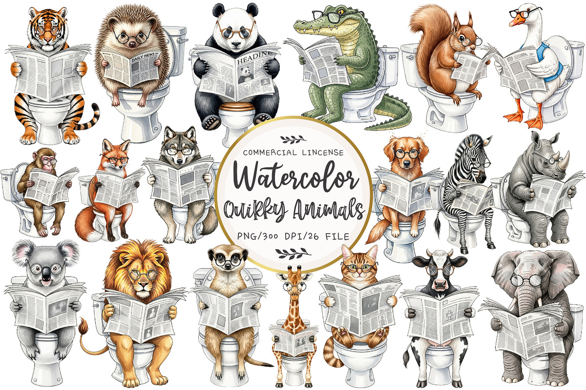 Quirky Animals Sublimation Clipart, an Illustration by OK Design (Photo 1 of 5)