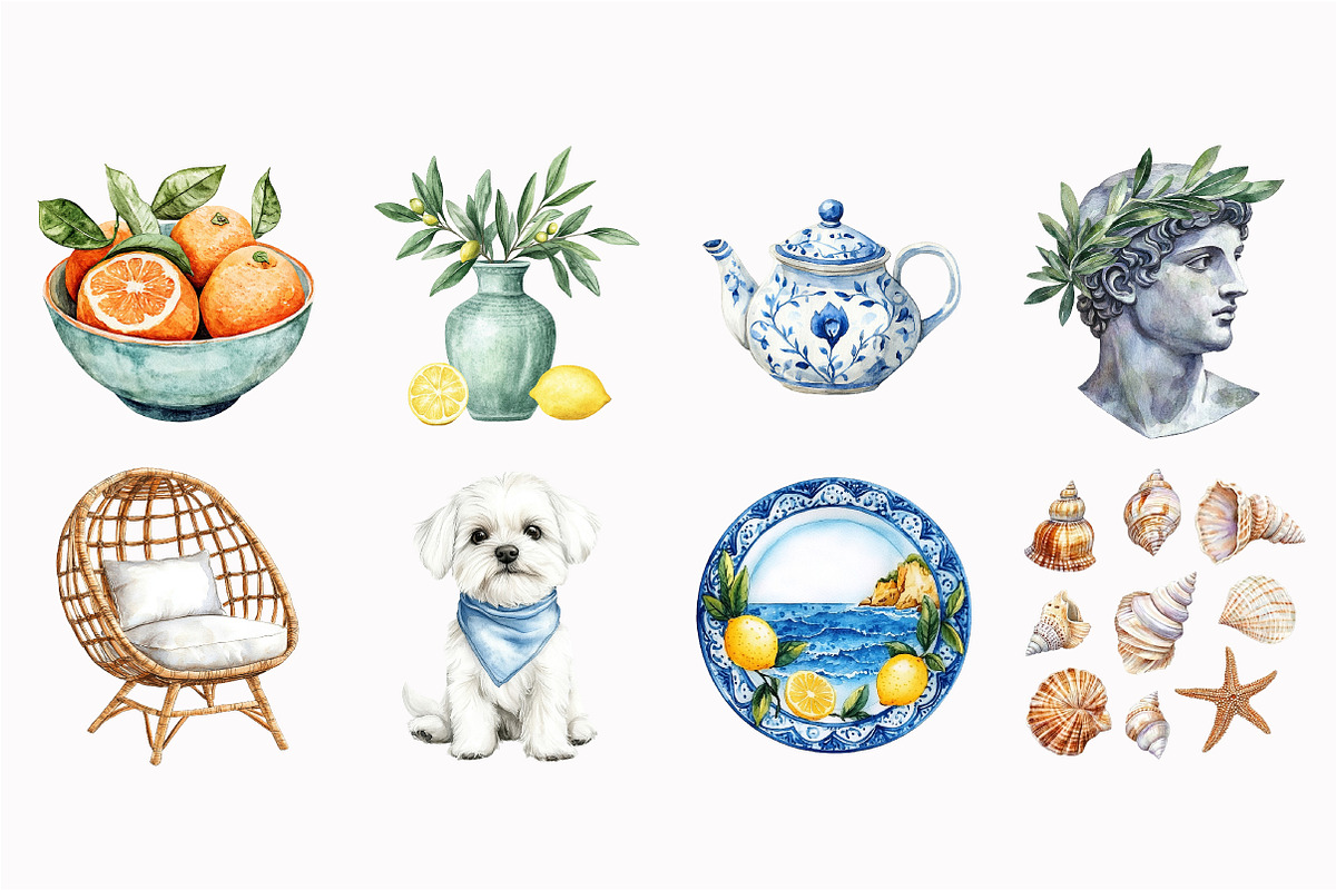 Watercolor Sicilian Summer Clipart, an Illustration by Design Market (Photo 5 of 5)