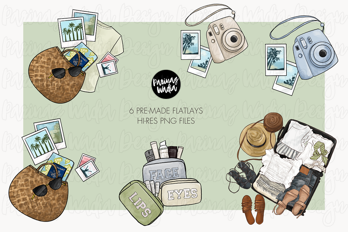 Neutral travel girls clipart set png, a Person Illustration by Parinaz Wadia Design (Photo 8 of 10)