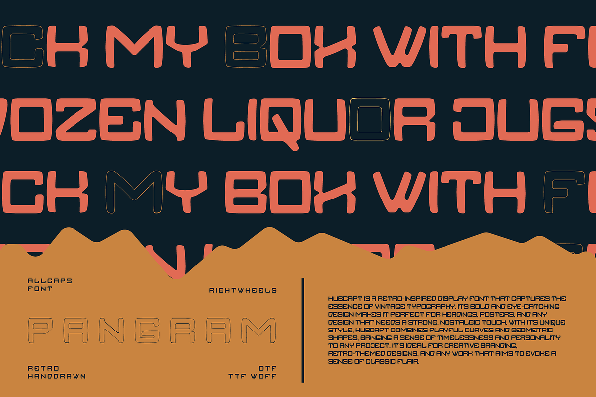 HUBCAPT - Retro Handdrawn Font, a Font by Rightwheels (Photo 6 of 10)