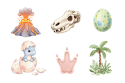 Watercolor Dinosaurs Clipart, an Animal Illustration by BerryPieArt (Thumbnail 2 of 4)