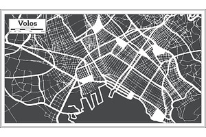 Volos Greece City Map In Retro Style