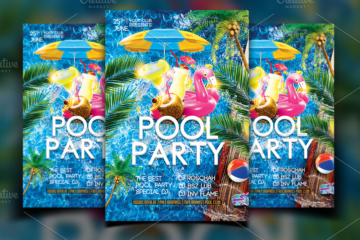 Pool Party Flyer, a Flyer Template by Basez Flyers