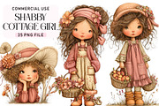 Shabby Cottage Girl Clipart Bundle, a Seasonal Illustration by Daily.Designs (Thumbnail 1 of 5)