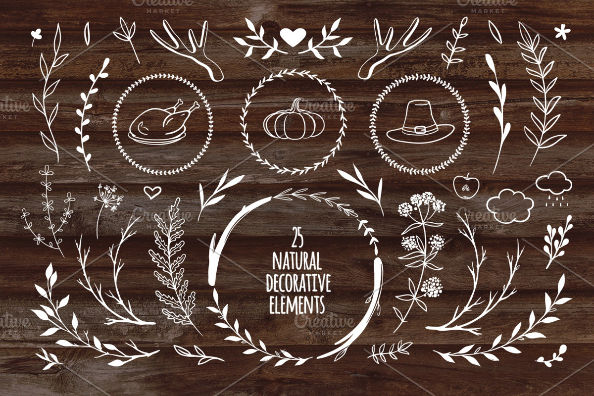 Thanksgiving Day lettering & clipart, a Decorative Illustration by harmonia_green_art (Photo 7 of 8)