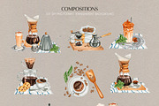 Coffee Watercolor Collection, a Food Illustration by CrystalinaShop (Thumbnail 3 of 6)