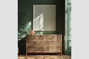Frame Mockup in a Green Living Room, an Architecture Photo by GFXCity