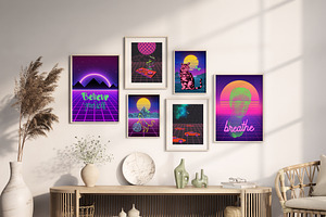 6 Vaporwave Retro Posters