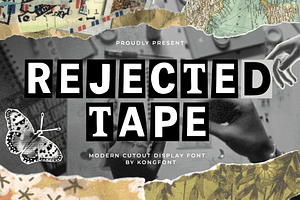 Rejected Tape–Modern Cutout Display, a Sans Serif Font by overlaytemplates