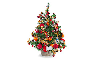 Christmas fir tree decorated.