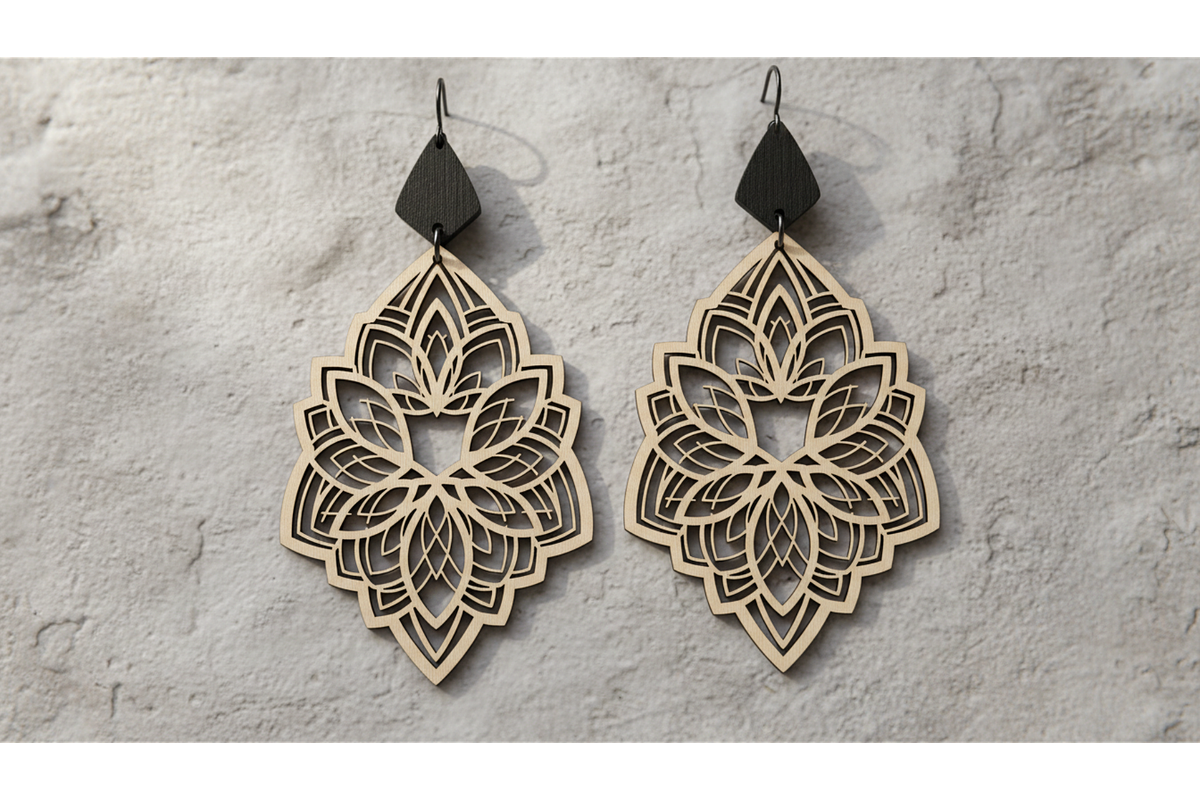Laser Cut Ornament Earrings, an Illustration by hafijul (Photo 8 of 11)