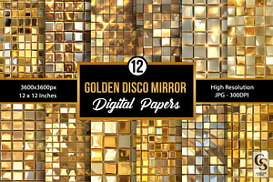 Golden Disco Mirror Digital Papers, a Pattern Graphic by Creative Store