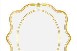 Gold elegant scalloped border frame with ornate oval shape for v, an Illustration by Studio ANNA