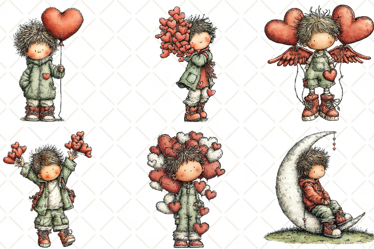 Quirky Valentine Boy Clipart, an Illustration by Black Bird Studio (Photo 6 of 6)