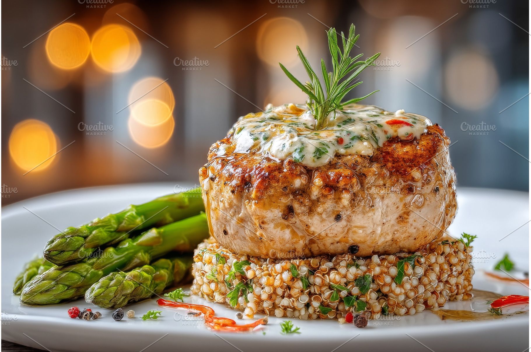 Asparagus is paired with couscous in, a Food & Drink Photo by ZinetroN