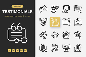 Testimonials Outline Icons, an Outline Icon by Spacepixel Creative