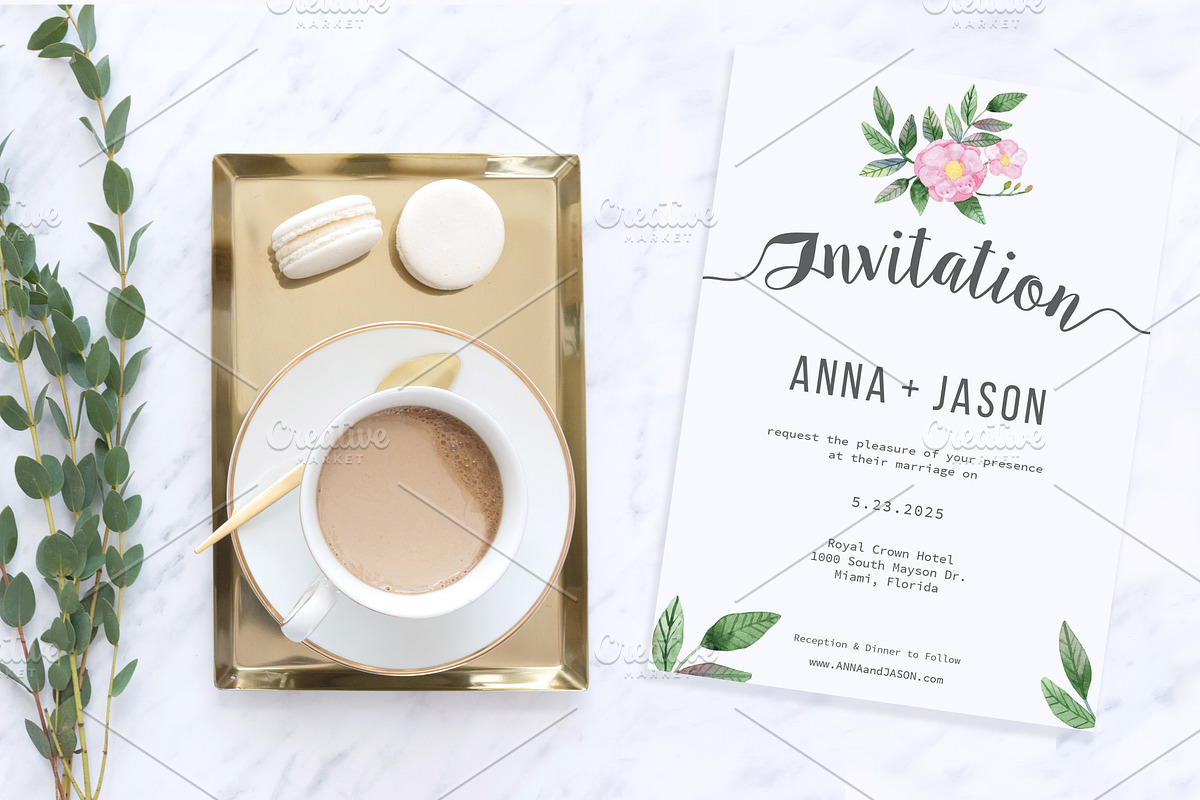 Rosehip Watercolor Wedding Invite, an Invitation Template by Love Design (Photo 2 of 7)