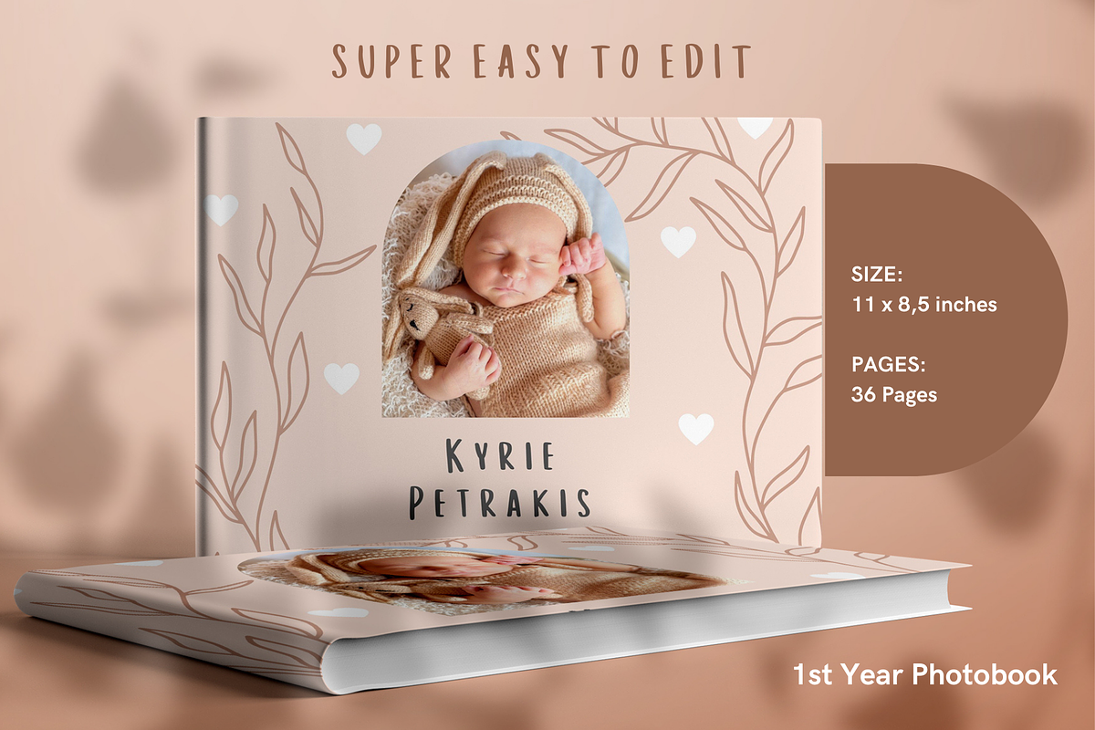 Baby Photo Book Template. Freebie!, a Stationery Template by Red Ink (Photo 3 of 8)