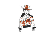 Cowgirl in hat with gun graphic, a Person Illustration by Anastasy_helter (Thumbnail 2 of 3)