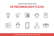 Line Icons Technology Set, an Outline Icon by Jumbo Icons (Thumbnail 1 of 3)
