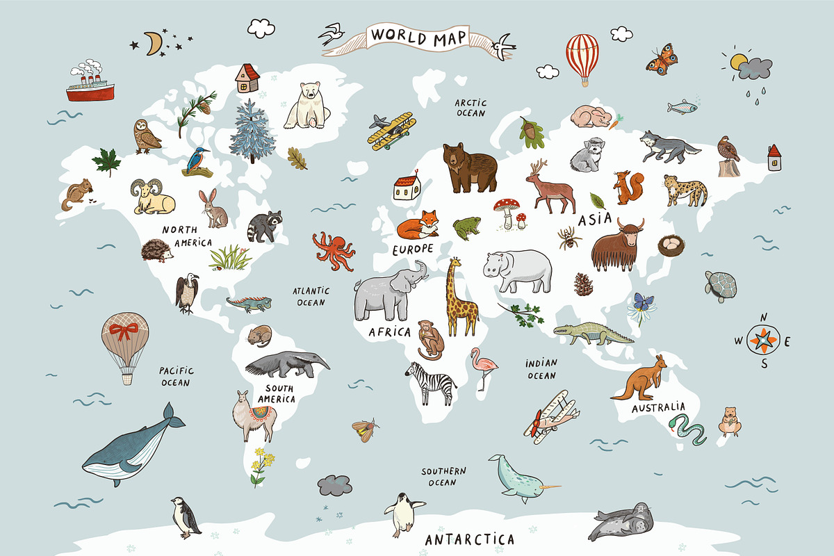 Animals World Map, an Animal Illustration by GooseFrol (Photo 2 of 3)
