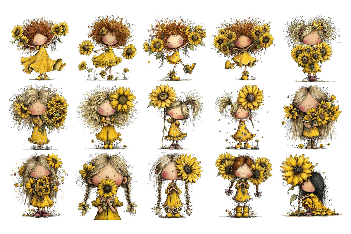 Sunflower Girl PNG Clipart, a Person Illustration by Nicolle's Colorful Art (Photo 2 of 4)