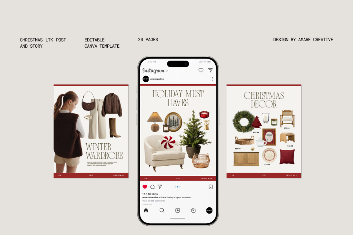 40 Christmas LTK & Instagram Canva | Amare Creative